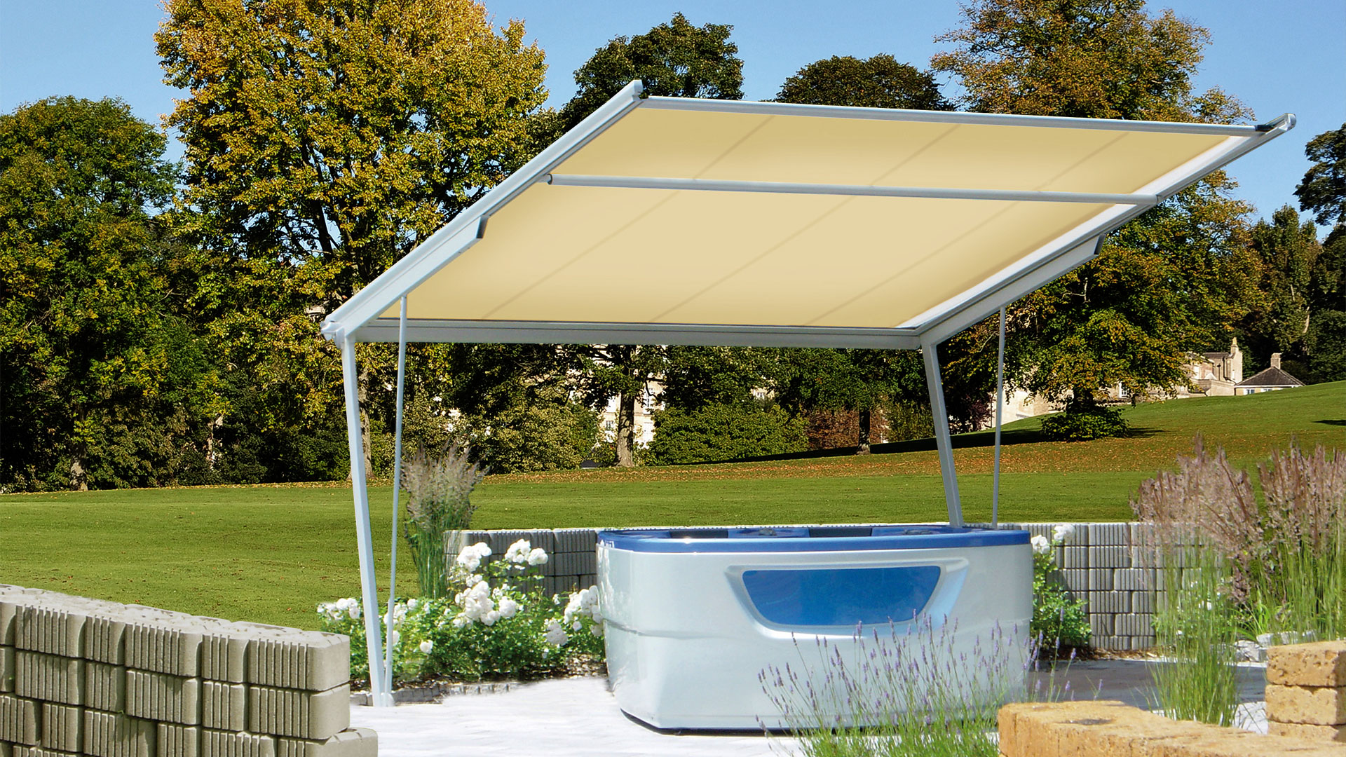 WOUNDWO Freistehende Markise-Freeline Pool